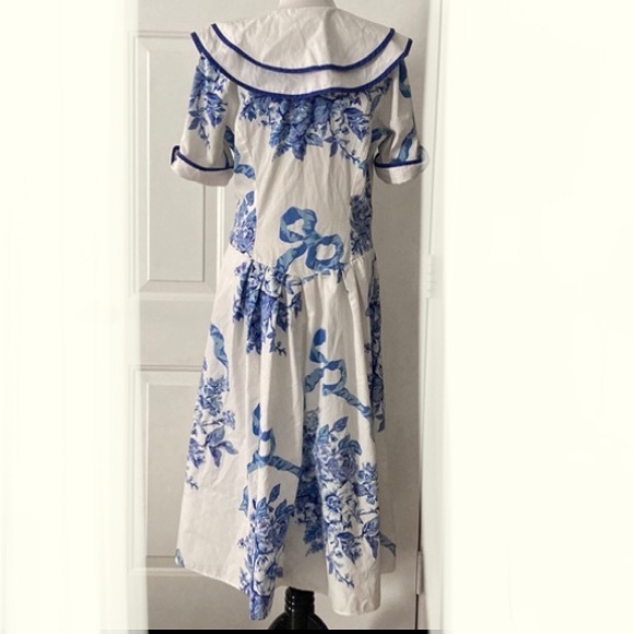 Vintage Sunshine Starshine 80s Toile Porcelain chinoiserie  dress button front - Picture 5 of 11